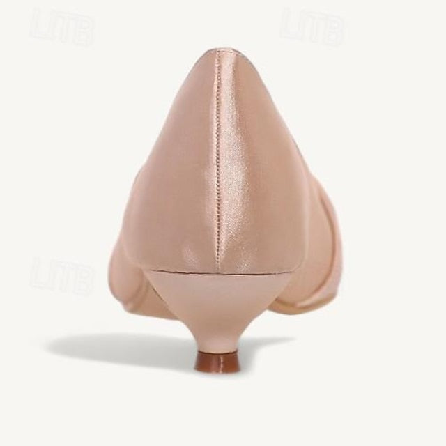 Women's Heels Blush Kitten Peep-Toe Pink - Elegant Satin