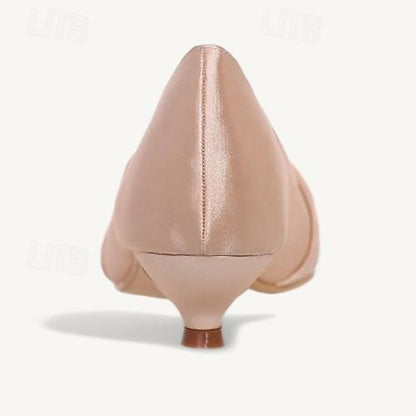 Women's Heels Blush Kitten Peep-Toe Pink - Elegant Satin