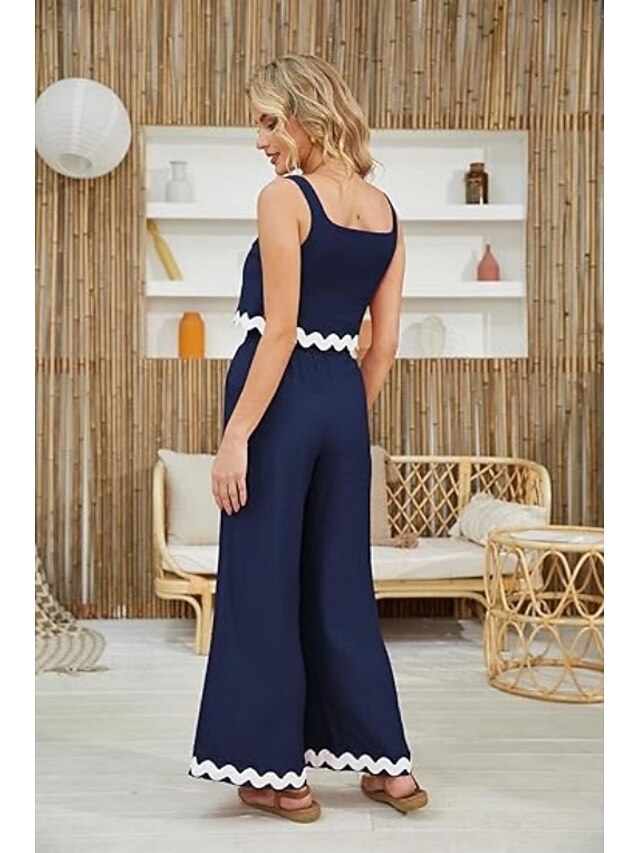 Women's tank top trousers wavy hem casual fashion suit