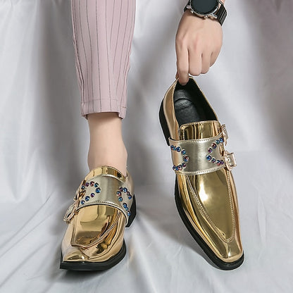 Metallic Loafers – Men's Fashion Shoes Pink Buckle
