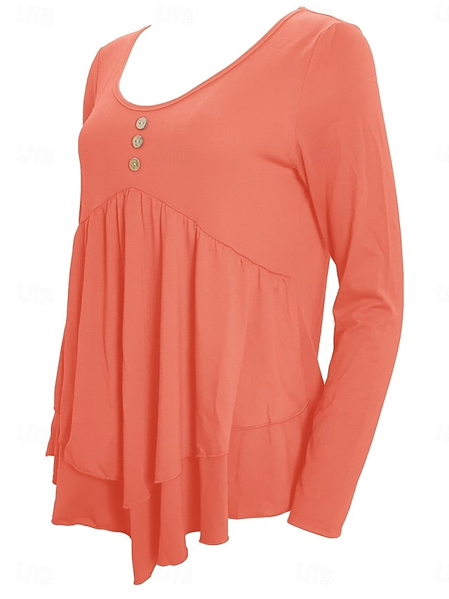 Women's Blouse Peplum Solid Color Stylish Casual Long