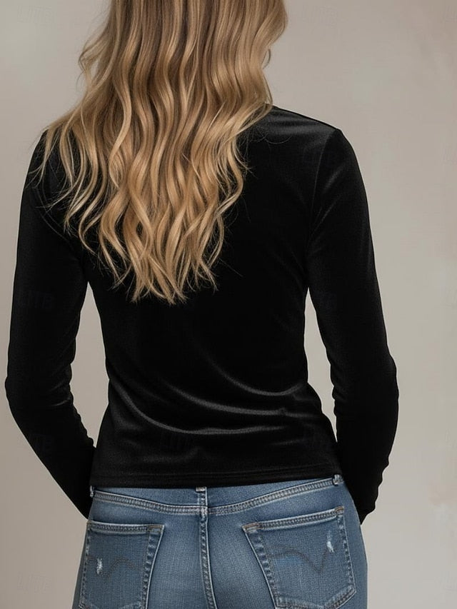 Women's Blouse Ruched Solid Color Stylish Casual Long