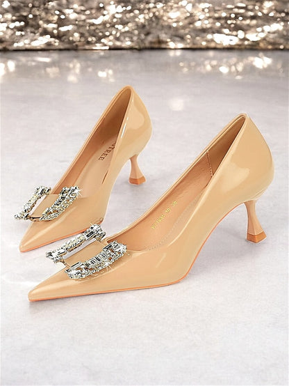 with Black Patent Leather Crystal Women's Pumps Embellished