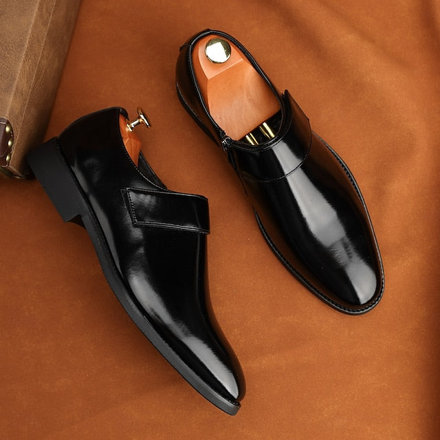 Leather Business Shoes Men's Slip-On Loafers Brown