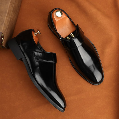 Leather Business Shoes Men's Slip-On Loafers Brown