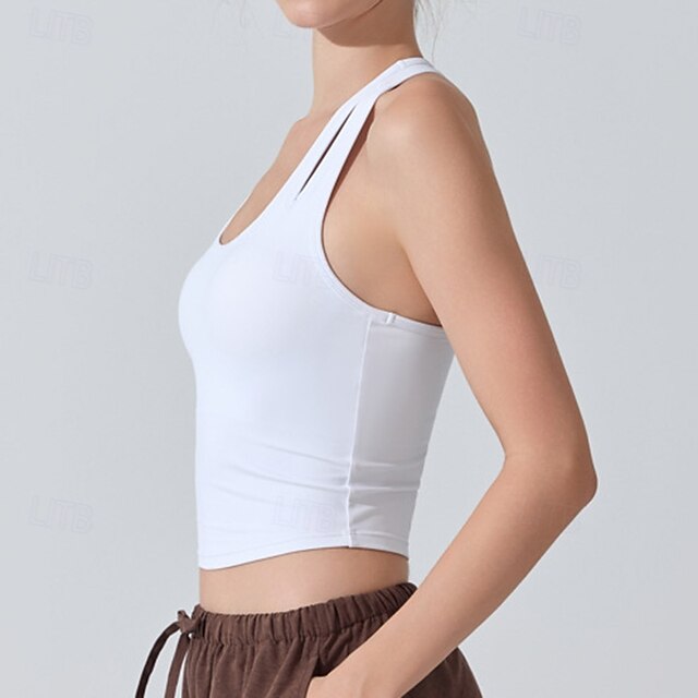 Women's Solid Colored Tank Top Sport Top Build-in Bra UV