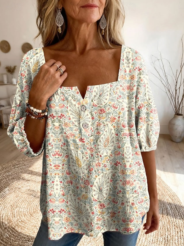 Women's Blouse Print Ombre Graphic Daily Stylish Basic Half