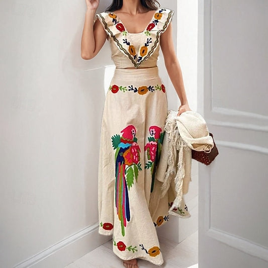 Women's Skirt Sets Sleeveless V Neck Animal Print Fashion