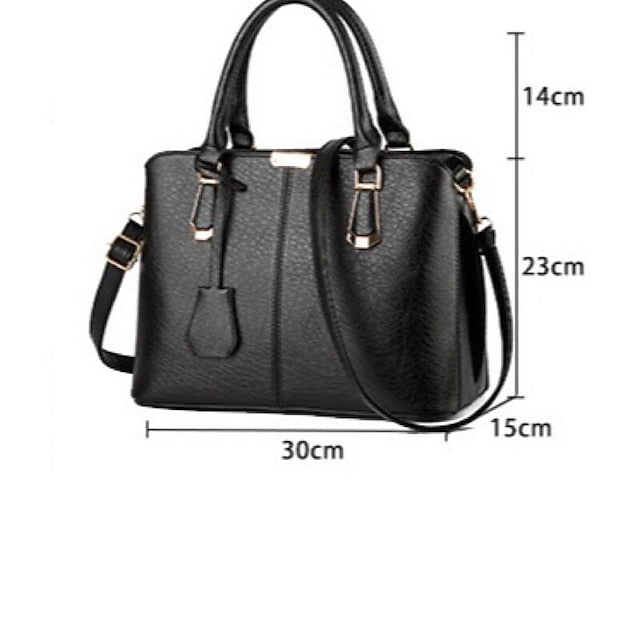 Elegant Faux Leather Structured Handbag – Green Women's