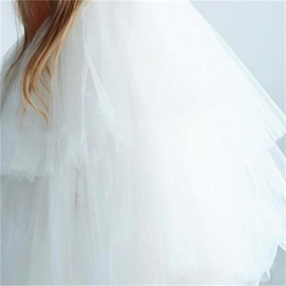 Wedding Mesh Girls' Sleeveless Dress Color Party Solid Kids