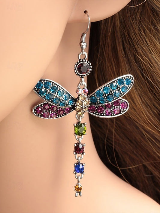 Colorful – Style Vintage Earrings Crystal Dragonfly