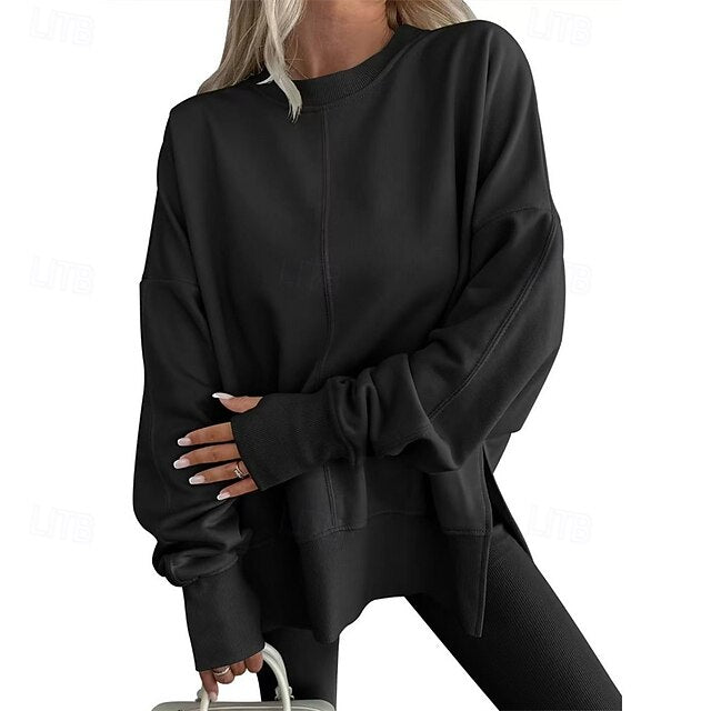 Women's Pullover Sweatshirt Plain Streetwear Casual Long