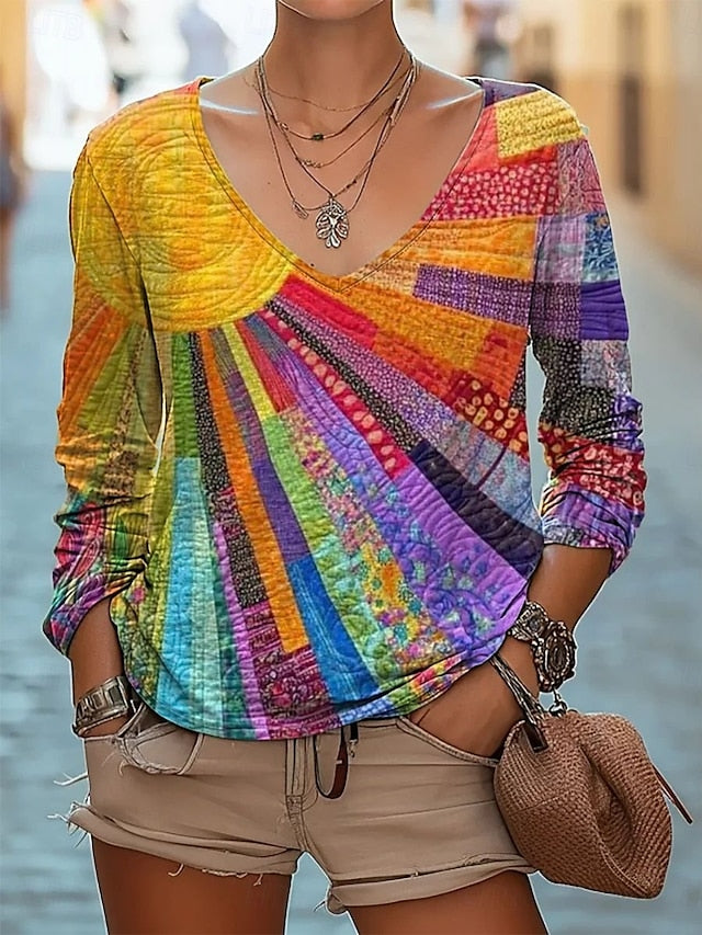 Women's Blouse Print Tie Dye Flower Bohemia Daily Long