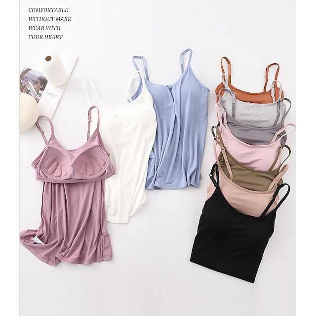 Women's Camisole Tank Top Plain Basic Sleeveless U Neck