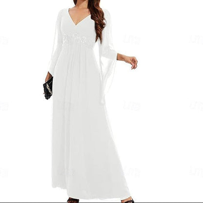 Elegant of Neck Bride Floor V A-Line Simple Mother the Dress