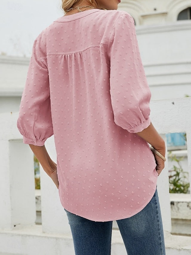Women's Blouse Buttons Solid Color Elegant Stylish Casual