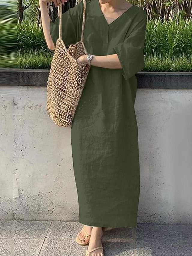 Women's Navy Blue Orange Green Summer Spring Maxi Dress