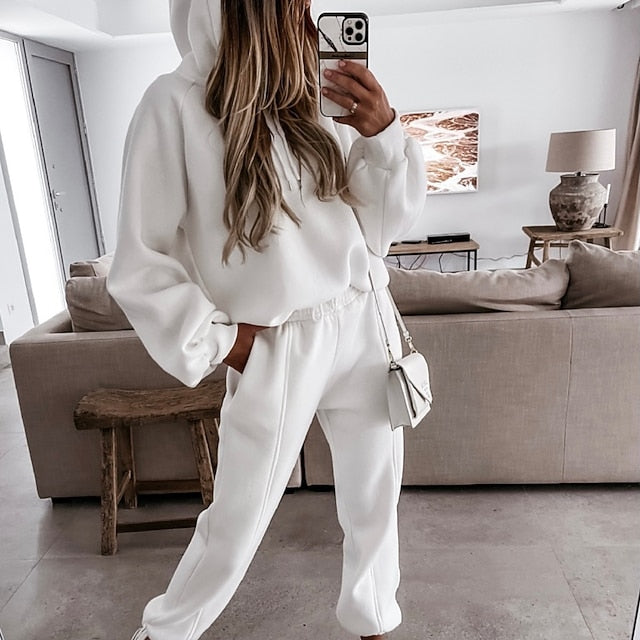 Women's Tracksuit Pants Sets Sweatshirt Long Sleeve Hooded