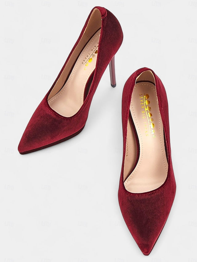 Pumps with Women's Burgundy and Stiletto Heel Velvet