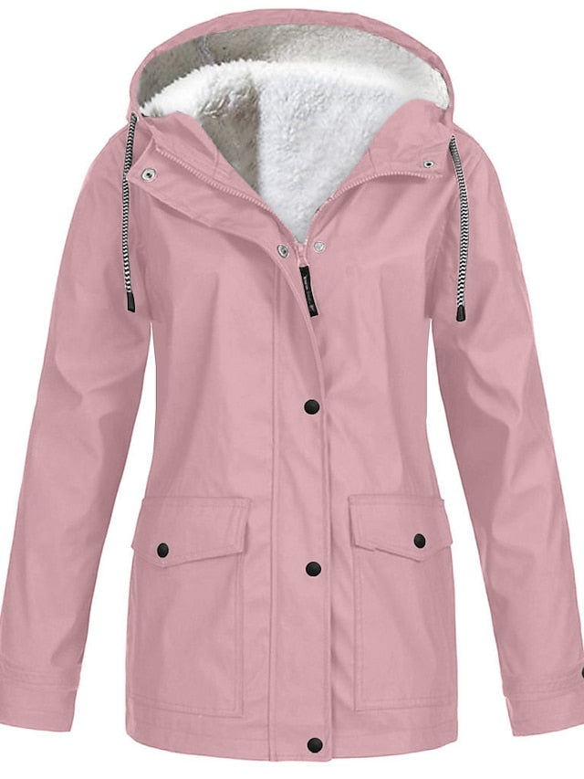 Women's Rain Jacket Raincoat Hiking Fleece Jacket Winter