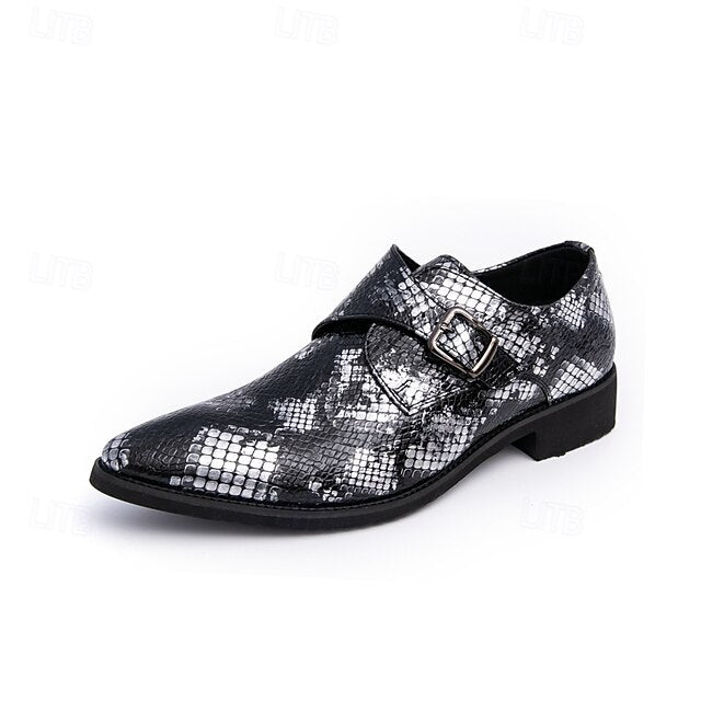 Shoes Snake Monk Strap – Classic for Men Print Brown Formal