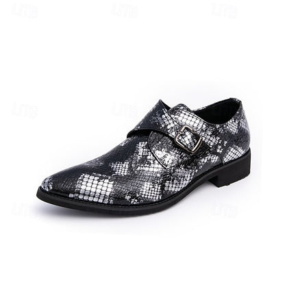 Shoes Snake Monk Strap – Classic for Men Print Brown Formal