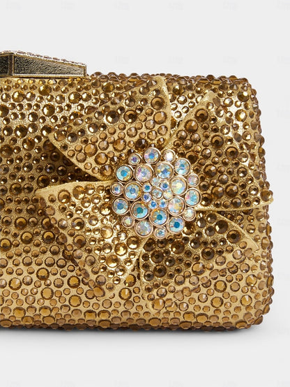 Rhinestone Sparkling High Matching Bow Sandals Clutch with Heel