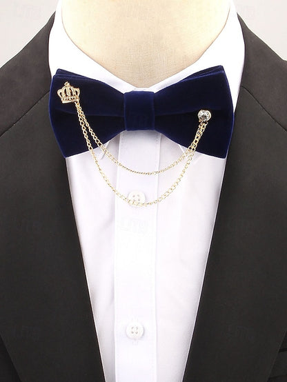 Tie Chain Crown Bow Velvet and with Men's – Detail