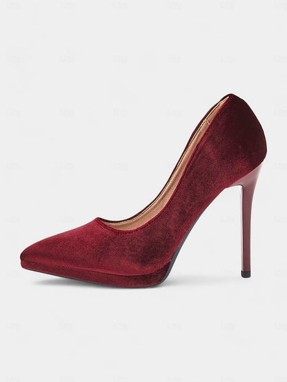 Pumps with Women's Burgundy and Stiletto Heel Velvet
