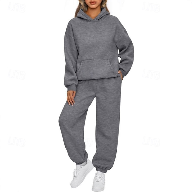 Women's Hoodie Pants Sets Bolero Top Long Sleeve Hooded