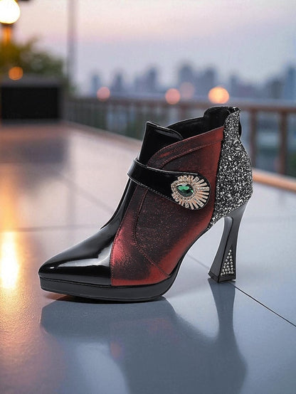 Boots Heel Ankle Women's Glitter High