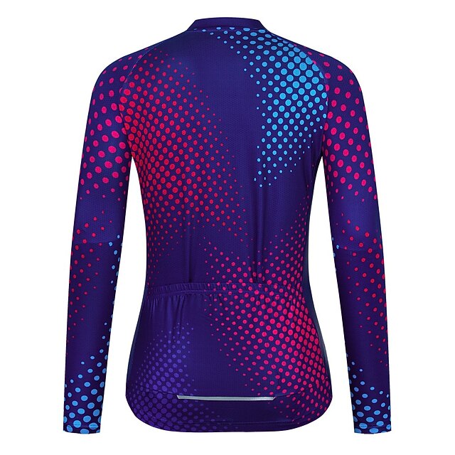 Women's Cycling Jersey Polka Dot Long Sleeve Bike Jersey