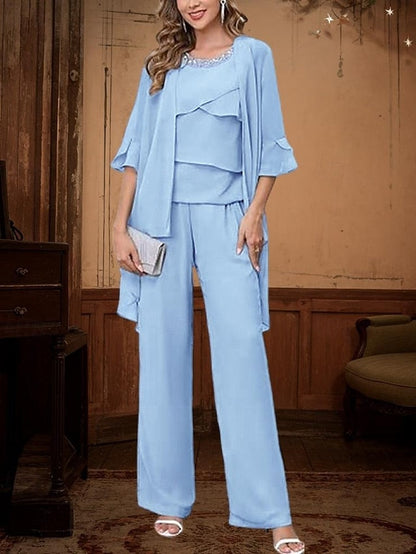 Dress the Piece Elegant Bride of Mother 3 Pantsuit Simple