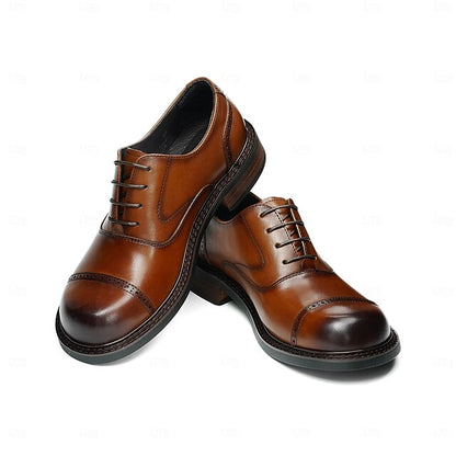 Toe Oxford Leather First Shoes- Cap Men's Genuine