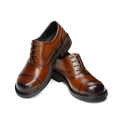 Cap First Shoes Oxford Leather Genuine Men's Toe