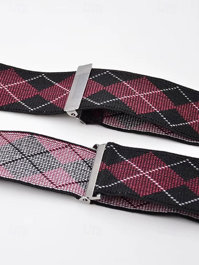Clip-On Men's Classic Suspenders Pattern Argyle –