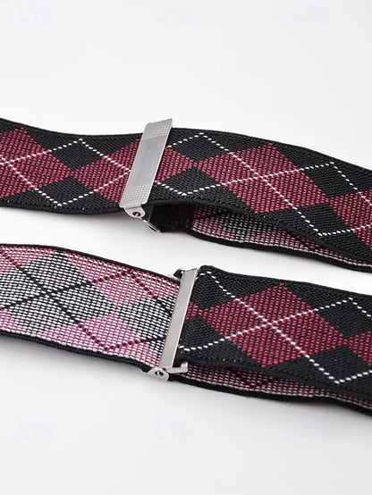 Clip-On Men's Classic Suspenders Pattern Argyle –
