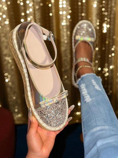 Mary Platform Shoes Glitter Holographic Women's Jane