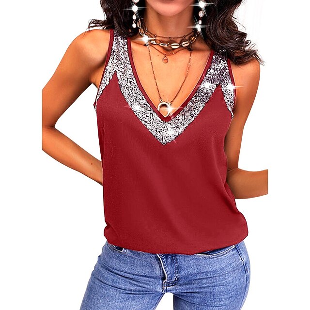 Women's Camisole Tank Top Streetwear Metallic Casual