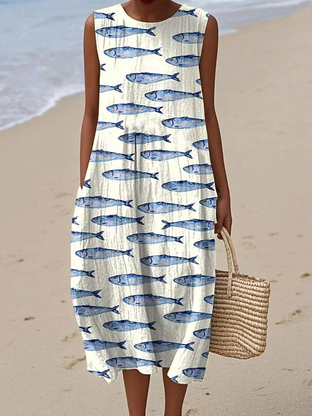 Women's Midi Dress Sundress Shift Dress A Line Dress