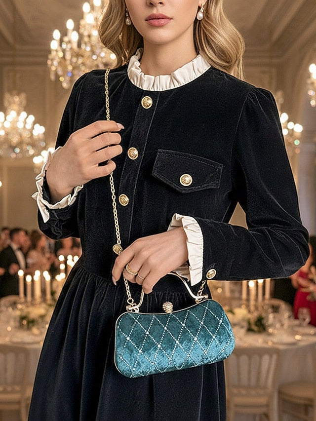 - Accents Quilted Diamond Velvet Women's Purse Evening with