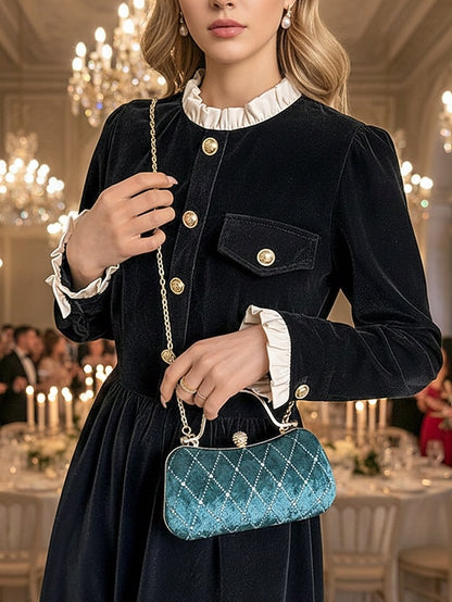- Accents Quilted Diamond Velvet Women's Purse Evening with
