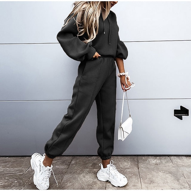 Women's Tracksuit Pants Sets Sweatshirt Long Sleeve Hooded