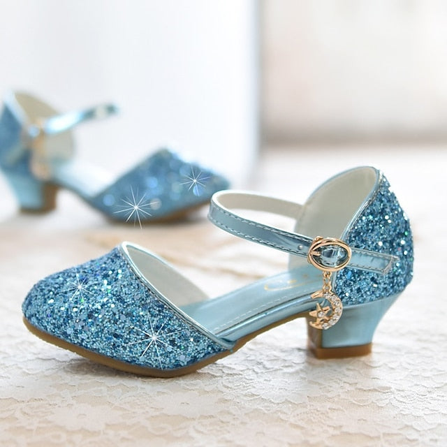 PU Party Little Glitters Heels Girls' Princess Rubber Shoes