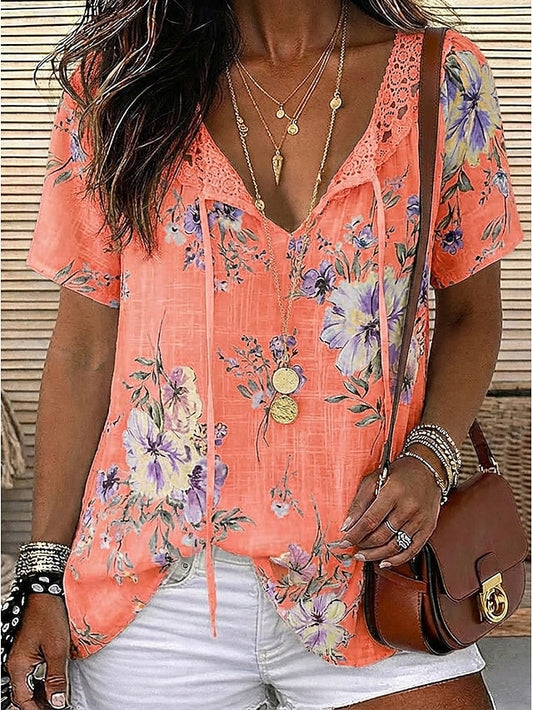 Women's Blouse Chiffon Tops Lace Tops Lace Floral Stylish