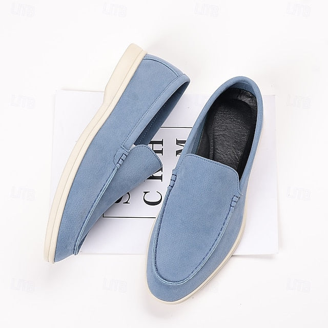 Blue Slip-On Loafers Light Men's Faux Casual – Breathable