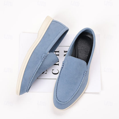 Blue Slip-On Loafers Light Men's Faux Casual – Breathable
