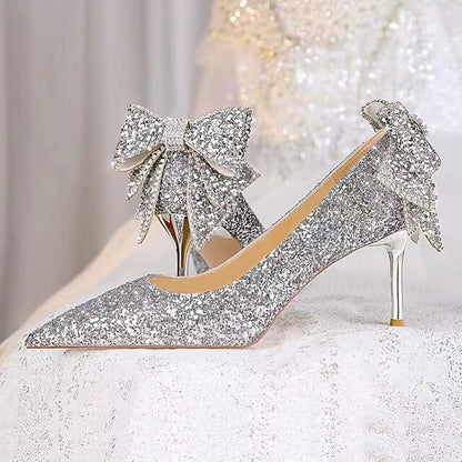 Bride Pointed Closed for Bridesmaid Wedding Toe Shoes Women