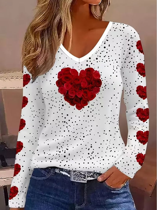 Valentine's Day Women's T Shirt Heart Graphic Vintage