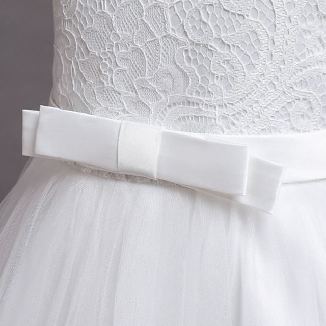 Dress Girls' Floral Line A Party Little Kids Plain